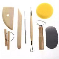 Ceramic Shaping Tool Kit / 7 Pieces With Yellow Nylon Sponge